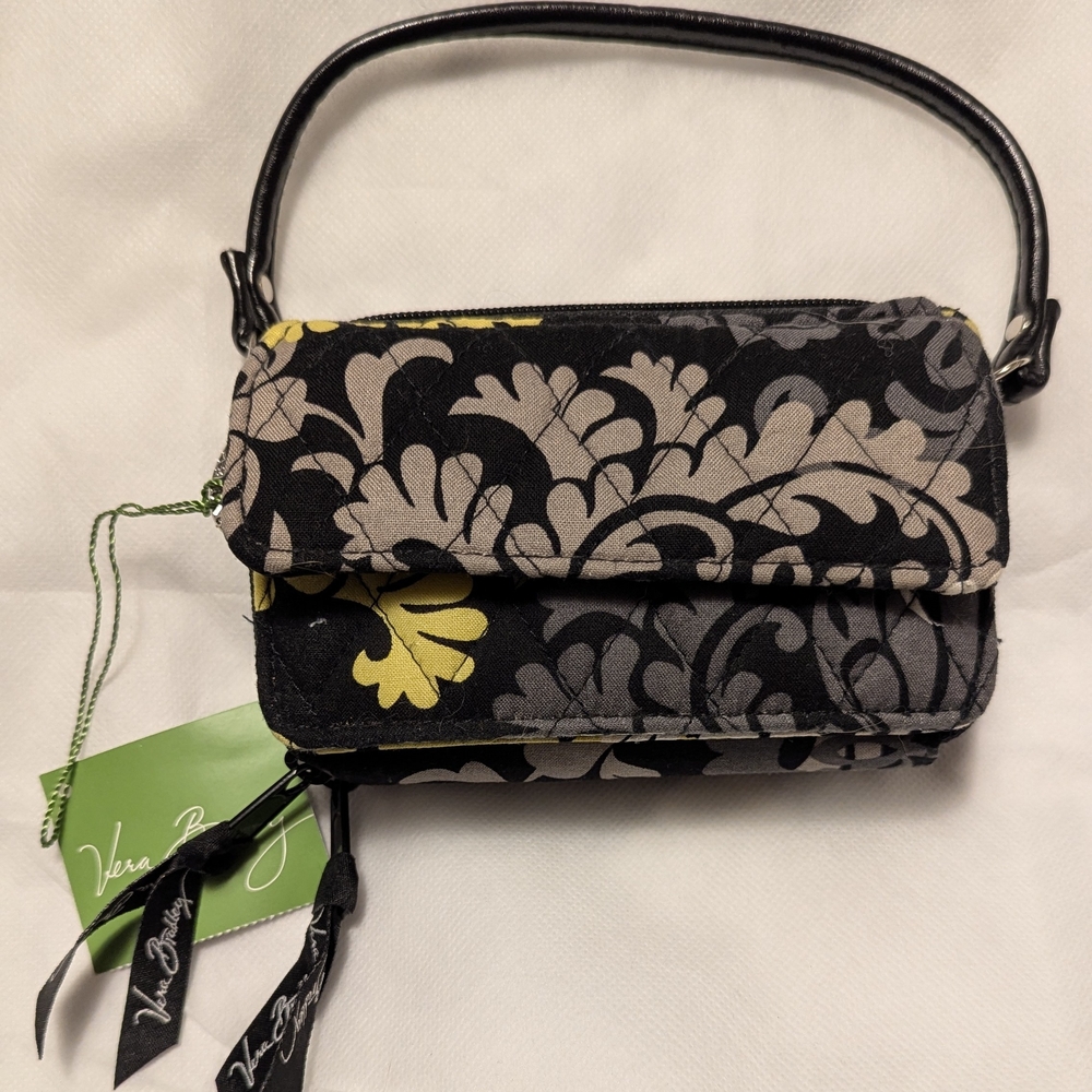 Vera Bradley Black and Yellow Baroque Women's Wristlet Wallet